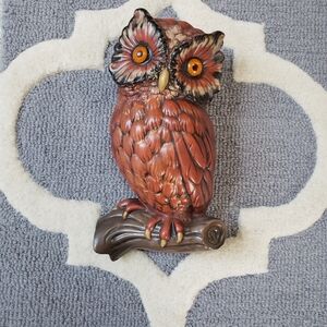 Vintage 1970's Wall Hanging Owl Brown Realistic Stunning